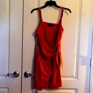 Never worn, dark, orange, spaghetti, strap, wraparound dress.